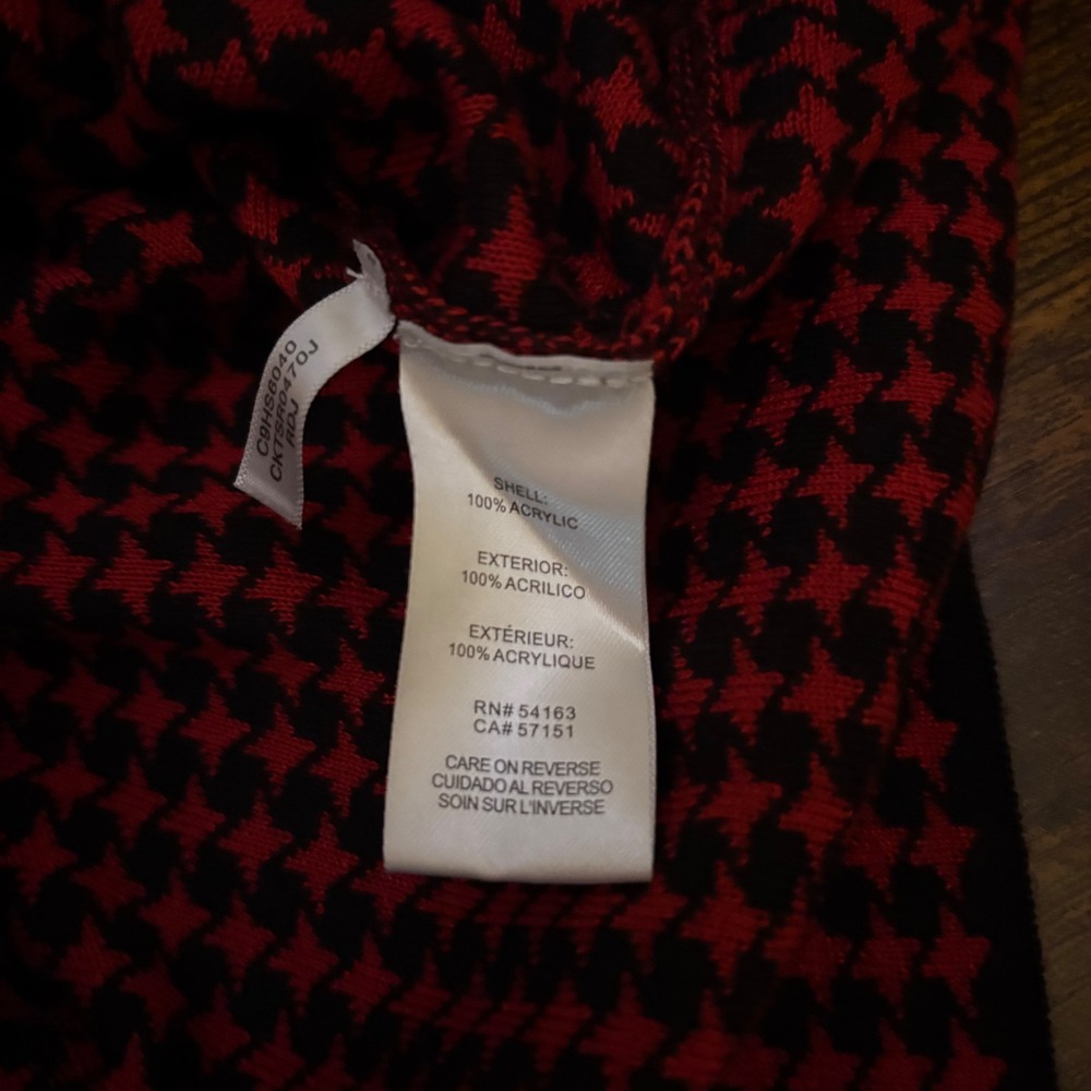 Calvin Klein Red Black Houndstooth Cowl Neck Tunic Sweater (Women's‎ Large) - Picture 6 of 7